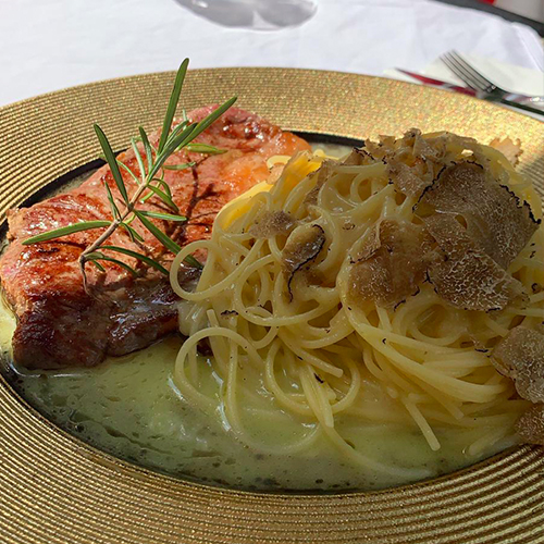 Steak mit Trüffelpasta